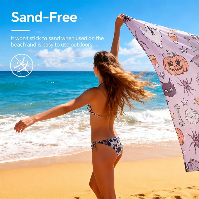 Microfiber Beach Towel,Ultra-Thin & Lightweight,Quick Dry,Sand Free,Compact Travel Towel for Sand,Pool,Swim,Yoga, Includes Carry Bag for Adults Women Men (Multiple colos, 71"×35")