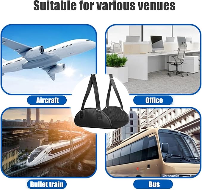 TOLUON Airplane Foot Hammock Foot Hammock for Plane Travel Portable Airplane Footrest Length Adjustable Airplane Foot Rest Travel Essentials Accessories Office Leg Rest Gifts to Relax Your Feet Dark