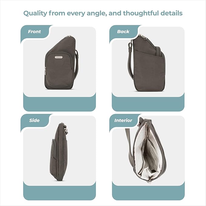 Travelon: Essentials - Anti-Theft - Compact Crossbody Bag - Smoke