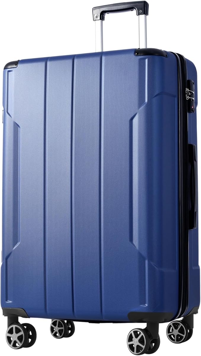 24 Inch Hardshell Luggage Lightweight Checked Luggage, Blue Hardside ABS Suitcases with Double Wheels and TSA Lock, Medium Expandable 24-inch Carry on Luggages for Travel, Men, Women