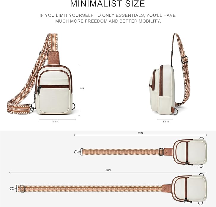 Sling Bag For Women Faux Leather Small Casual Daypack Backpack Fanny Pack Crossbody Chest Bags Purse