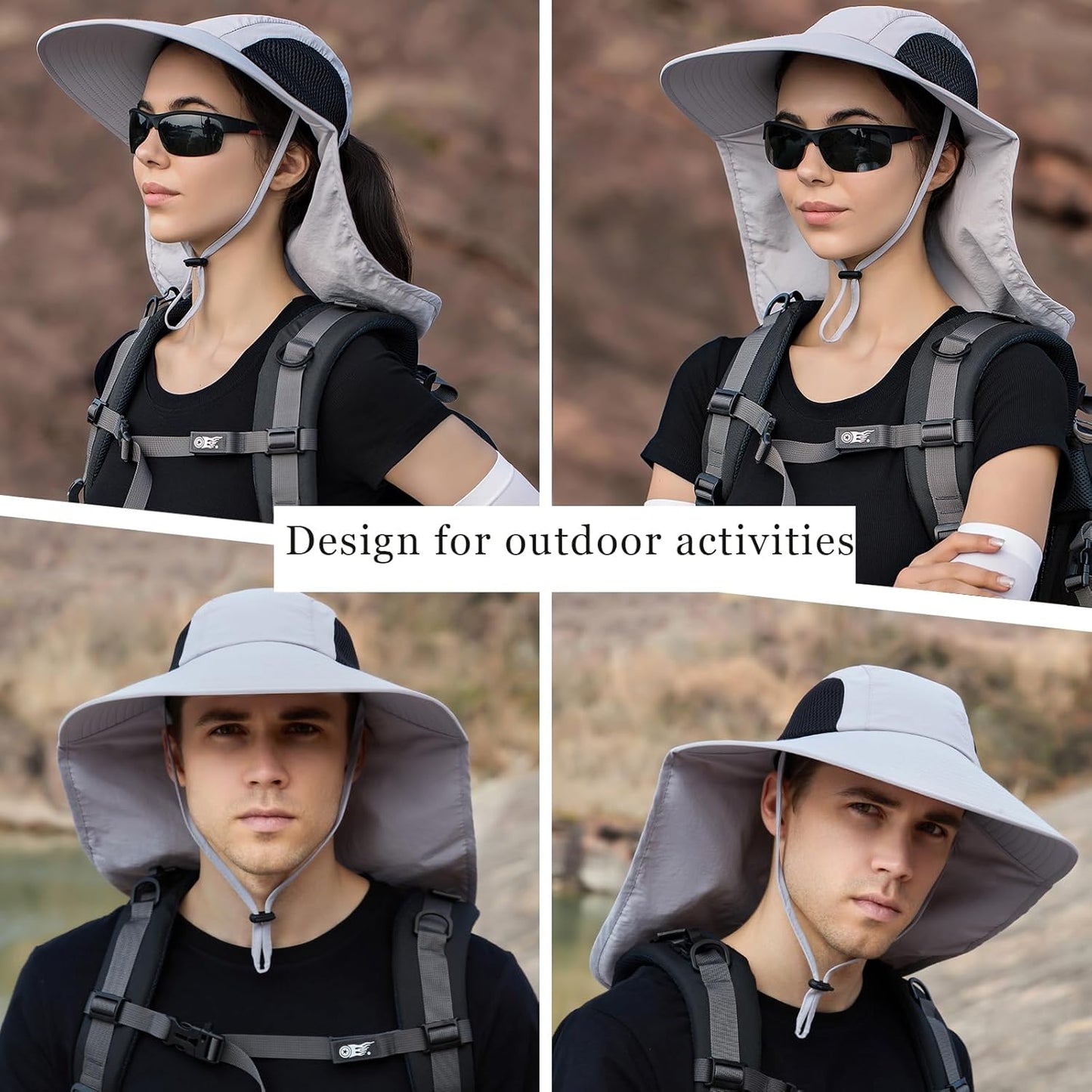 Sun Hat for Men Women with Neck Flap,UPF 50+ UV Protective Hiking Fishing Hats,Wide Brim Sun Hat for Women&Men