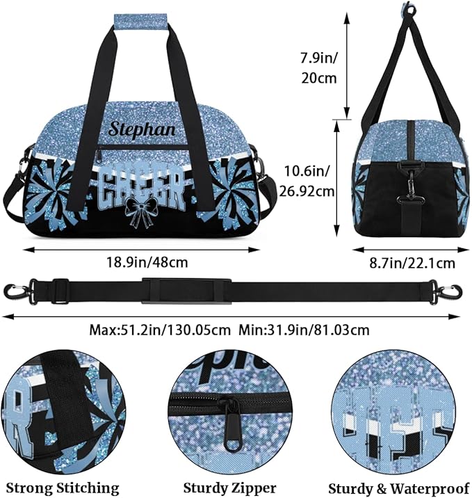 Blue Cheer-Bag for Girls Customized Cheer-Gifts with Name Cheerleading Bag Gym-Duffel-Bag for Cheerleader