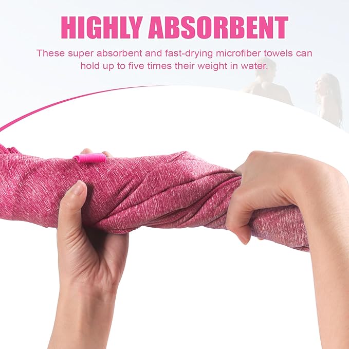 Quick Dry Microfiber Camping Towel, Large Towel for Body Yoga Travel Beach Hiking Gym Swimming Pool(Pink, 31.5X70 Inch)