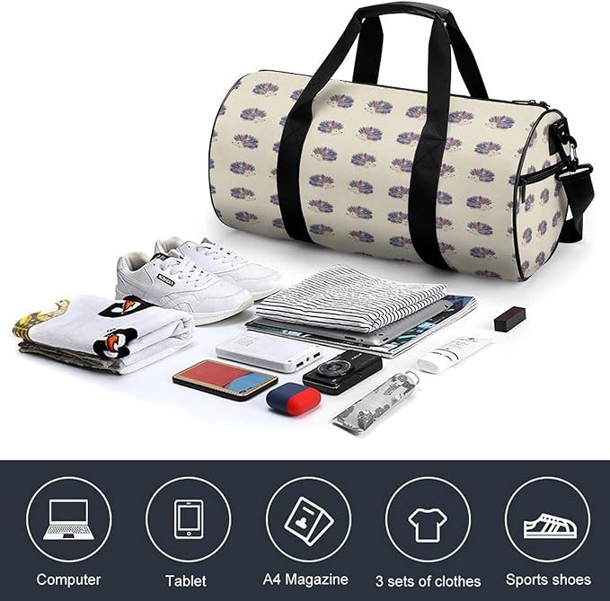 Workout Lightweight Duffel Bags Hedgehog Polka Dot Carry On Weekender Overnight Bag Gym Sport Yoga Dance Bags