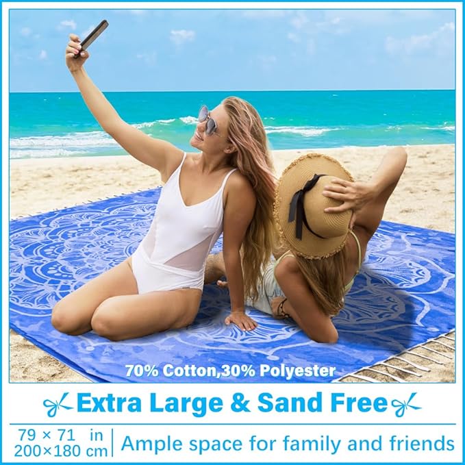 Oversized Turkish Beach Towel Blanket XXL Cotton Sandproof Towels Boho Woven Extra Large Big Sand Free Giant Throw Blankets Huge Quilt XL Picnic Camping Necessities Cloud for Adult Gifts