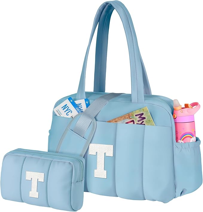 Gifts Girls-Duffle Bag, Weekender Bags for Girl，Gift for Mom-Initial Overnight Bag with Wet Pocket-Dance Bags Personalized Gymnastics bag with Makeup Pouch-11 Year Old Girl Birthday Gifts