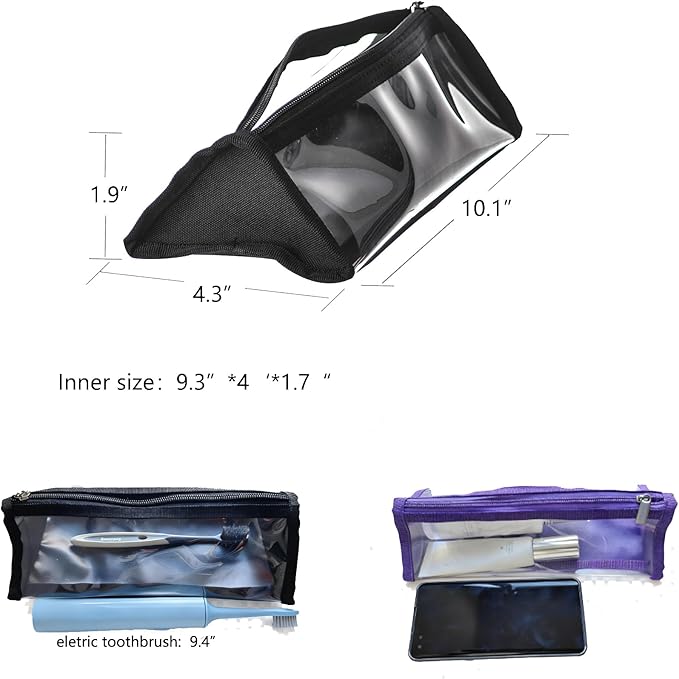 TSA Approved Toiletry Bag Carry On Travel See-through Black Foldable Baby Toy Travel Bag Brush Packing Organizer 3-1-1 Liquids Travel Package For Airport-4 pcs