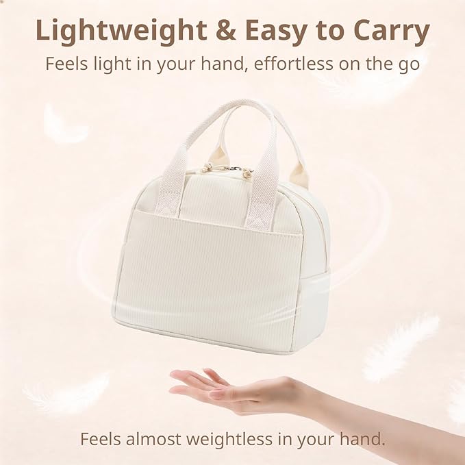 Lunch Bag for Women, Insulated Lunch Box, Reusable Water-Resistant Lunchbox Cooler with Front Pocket, Large Capacity Lunch Tote Bag for Work, Travel, Picnic