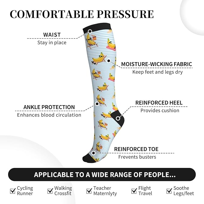 Compression Socks Knee High Circulation Support Socks For Women Men Athletic Running Work Hiking Cycling Travel