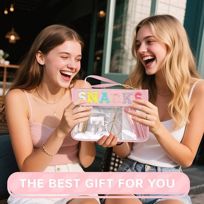 Snack Bags Clear Pouch Travel Makeup Bag Chenille Letter Bags for Zipper Pouch Clear Cosmetic Bag Clearly Tote Bag Makeup Travel Bags for Women