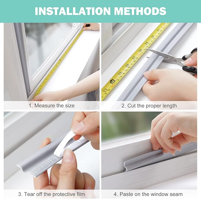 2 Pcs Draft Stopper Sweep, MOPMS Door Weatherproofing Stripping, Window Seal Strip Self-Adhesive Soundproof Seal Strip Cuttable Window Weather Stripping, Length 13.12Ft (2 Pcs x 6.56Ft)
