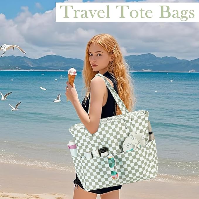 LEDAOU Beach Bag Waterproof Sandproof Women Beach Tote Pool Bag with Zipper for Swim Gym Grocery Travel with Wet Pocket | Sandproof, with Zipper, for Gym, Grocery, Travel, with Wet Pocket