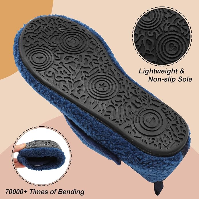 BARERUN Slippers for Women Men Wide House Diabetic Shoes for Women Men Warm Arthritis Edema Swollen Neuropathy Socks Slip on Adjustable Fuzzy Comfy Soft Womens Mens Bedroom Sliipers