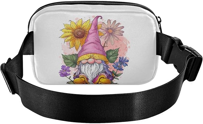 Cute Gnome Sunflower Fanny Pack for Women Men Water Resistant Fashion Waist Packs with Adjustable Strap Belt Bag for Travel Workout Jogging Hiking 21218865