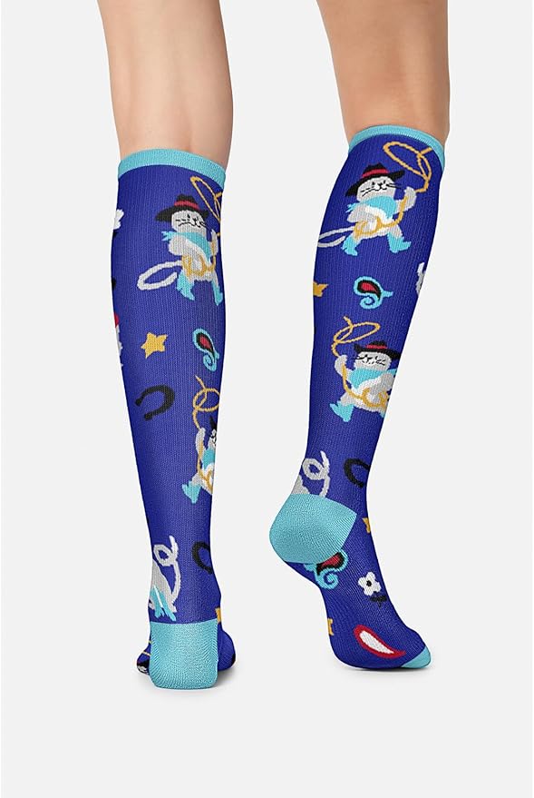 Cherokee Women's 10-15mmHg Compression Socks – Fun Print Knee Highs with Light Support, Soft Feel - PRINTSUPPORT