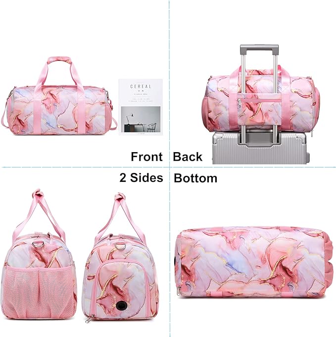 Duffle Bag for Girls Dance Ballet Travel Overnight Sports Gym Bag with Separate Dry Wet Pocket and Shoes Compartment