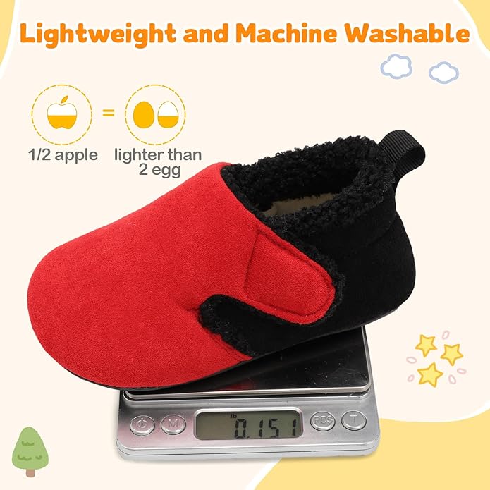 JOINFREE Toddler Slippers Boys Girls Adjustable House Shoes Barefoot Sock Shoes with Rubber Sole Baby Comfort Warm Indoor Outdoor Walking Shoe