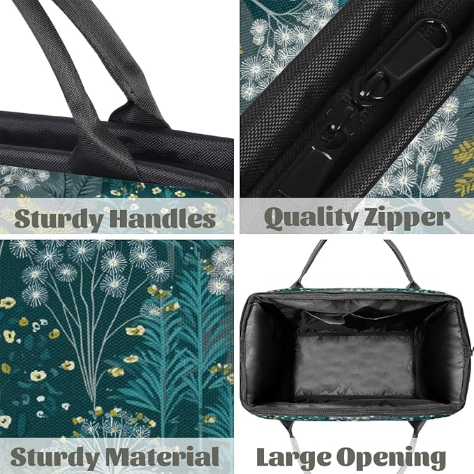 Teal Green Plant Pattern Overnight Weekender Bags for Women Men, Waterproof Travel Carry On Duffel Bag, Lightweight Sports Gym Bag for Fitness, Workout, Travel