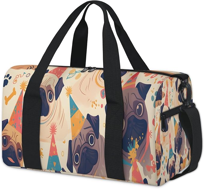 Cartoon Dog Travel Duffle Bag for Men Women, Lightweight Sport Gym Bag Tote Overnight Weekender Carry on Tote