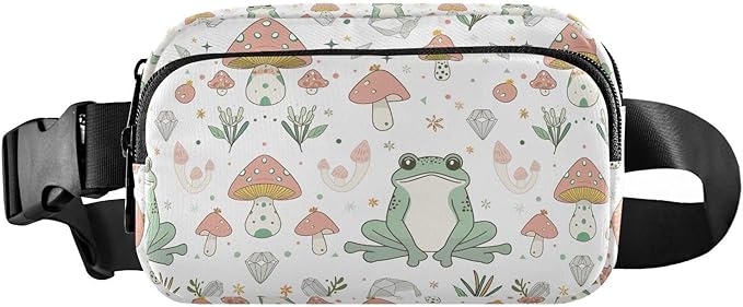Kawaii Frog Mushrooms Fanny Pack for Women Men Water Resistant Fashion Waist Packs with Adjustable Strap Belt Bag for Travel Workout Jogging Hiking 21219498