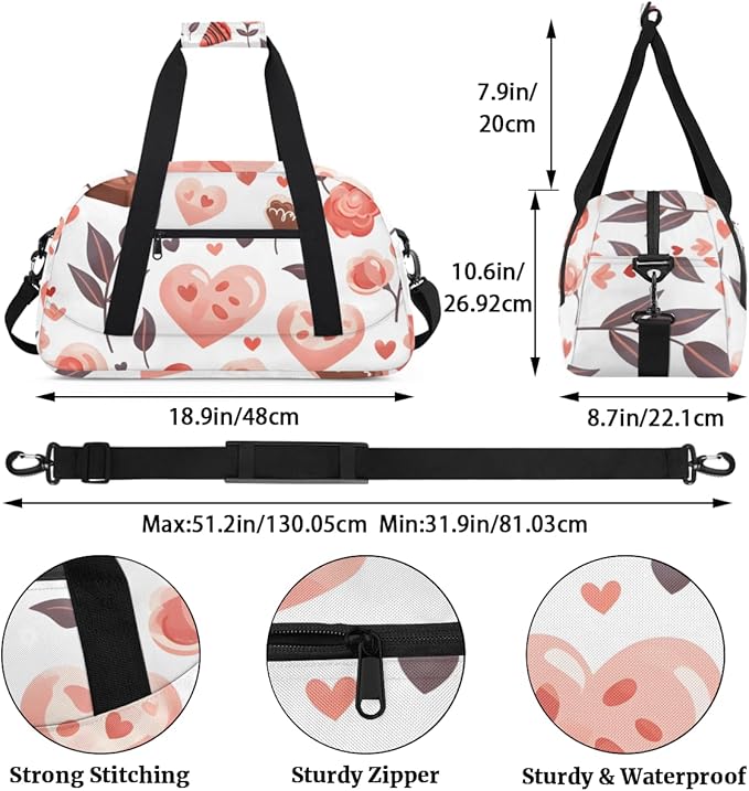 Green Leaf Love Chocolate Kids-Duffel-Bags Gymnastics Dance Bag Carry-On Overnight Travel Gym Lightweight Dance Sports Bags For Girls Boys Kids，