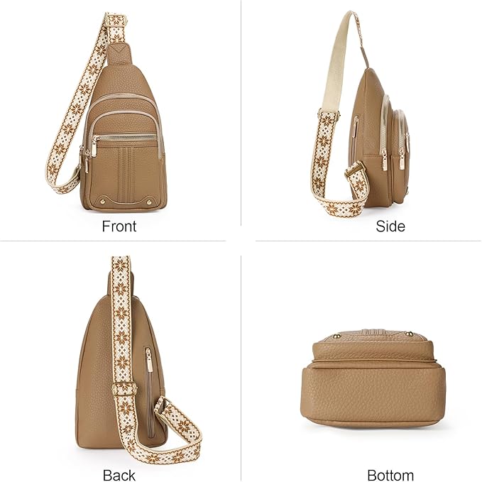 GAEKEAO Sling Bag for Women Crossbody Bags Fanny Pack Vegan Leather Chest Bag Travel Shoulder Belt Purse Backpack Gifts