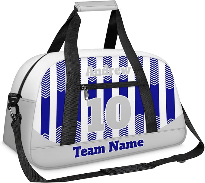 Basketball Soccer Gifts for Boys Girls - Custom Sports Duffle Bag, Personalized Name & Team Bag, Water-Resistant Gym Bag for Basketball, Soccer, Volleyball | Y-Navy Light Grey