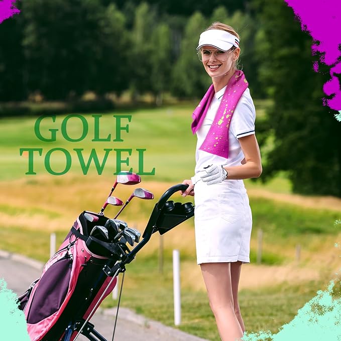 Peryiter 4 Pcs Golf Towels (16" x 24") with Clip Drip Lime Microfiber Fabric Waffle Pattern Towels for Golf Bags Absorbent Club Ball Cleaner Accessories and Gifts for Men Women(Vivid Color)