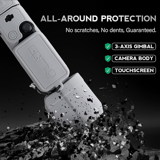 Protective Case for DJI Osmo Pocket 3 / Xtra Muse Camera, Soft Silicone Grip Cover with Screen Protection & Mic, Lightweight, Anti-Scratch, for Travel, Vlogging, Daily Filming – Grey