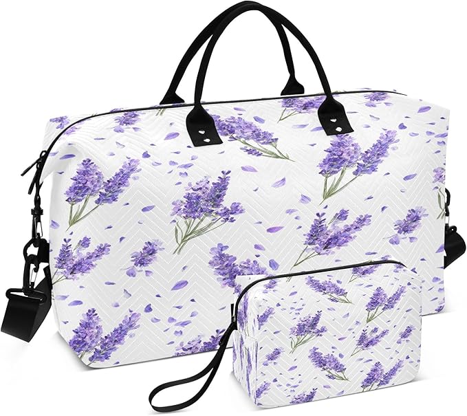 Lavender Flower Travel Duffle Bag Gym Yoga Carry on Bags for Men Women Weekender Bag