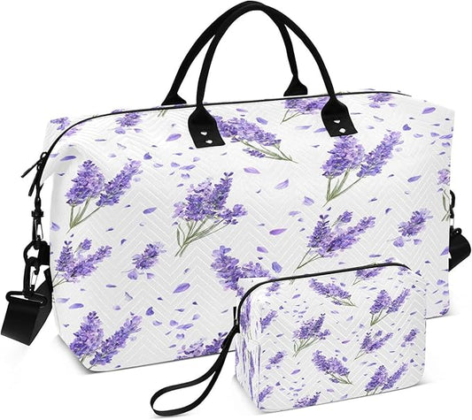 Lavender Flower Travel Duffle Bag Gym Yoga Carry on Bags for Men Women Weekender Bag