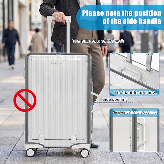 Yotako Clear Luggage Cover Protector with Front Pocket Zipper, 24 Inch Luggage Covers for Front Open Suitcase Wheeled Suitcase 24", No Disassembly