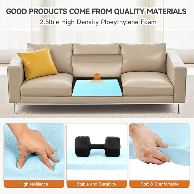 20"x20"Couch Cushion Support for Sagging Seat, Trapezoid 40D Density Foam Couch,Sofa Cushion Support Replacement for Furniture Sagging, Blue (2PCS)