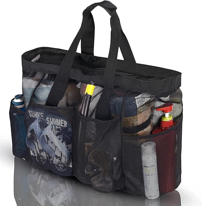 Extra Large Beach Bag Mesh Tote with Zipper and Pockets Ideal for Your Family Cruise/Beach Vacation Essentials | Extra Large, with Zipper, and Pockets