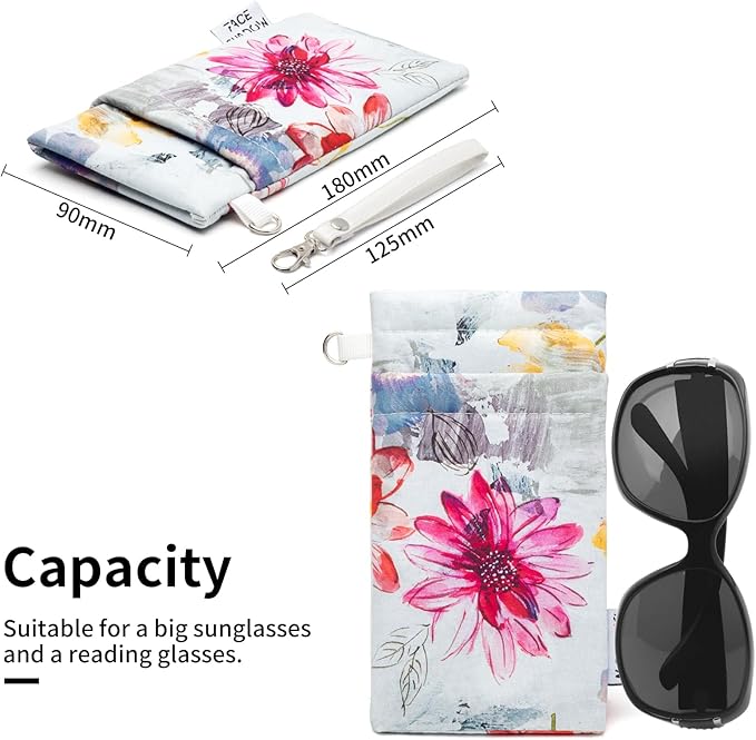 Face Shadow Double Glasses Case Soft Eyeglass Case For Women Men Squeeze Top Sunglasses Case With Cleaning Cloth
