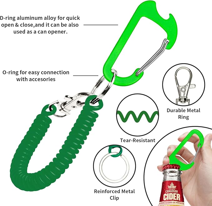 Phone Tether Lanyard Anti Theft Phone Strap with Carabiner Anti-Drop Outdoor Skiing Hiking Cycling Fishing Climbing fit iPhone and Most Cell Phone (Black+Green)
