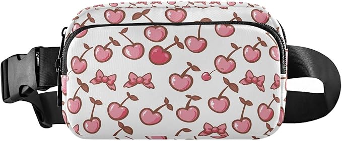 Cherry Bows Fanny Pack for Women Men Water Resistant Fashion Waist Packs with Adjustable Strap Belt Bag for Travel Workout Jogging Hiking 21220649