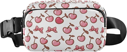 Cherry Bows Fanny Pack for Women Men Water Resistant Fashion Waist Packs with Adjustable Strap Belt Bag for Travel Workout Jogging Hiking 21220649
