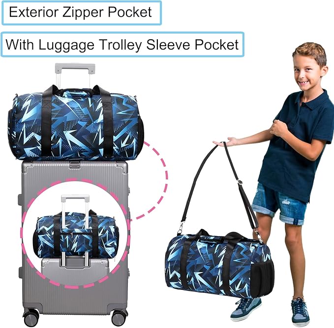 Dance Bag for Boy and Girls Duffle Gymnastics Gym Overnight Travel Sports Ballet Weekender Sleepover Carry On Bag with Shoe Compartments Water Resistant