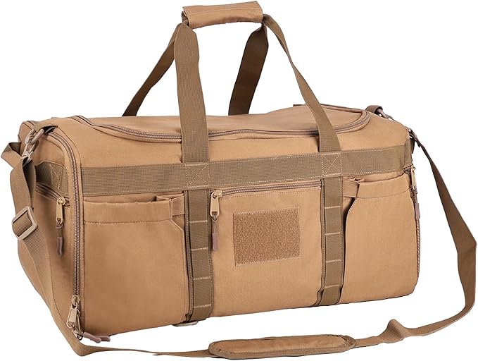 Greencity Gym Bag Duffel Bag with Shoe Compartment for Men Sports Duffels Bag Fitness (Coyote)