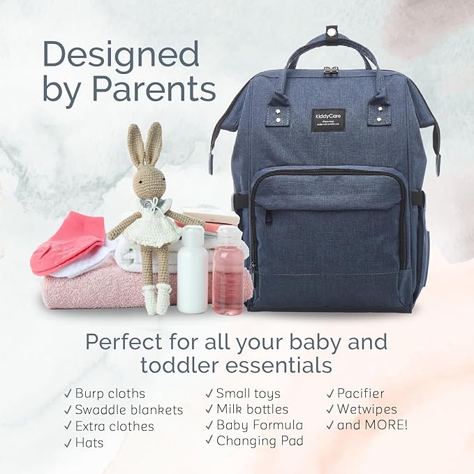 KiddyCare Diaper Bag Backpack | Baby Diaper Bags with Changing Station for Mom | Travel Backpack Waterproof Tote Bag with Various Uses for Maternity Baby Bags Big, Stylish, Unisex | Blue
