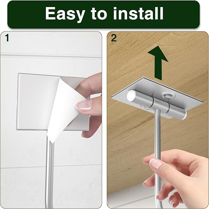 Modern Banana Hanger Hook Under Cabinet: Adhesive Banana Holder Silver, Foldable with Magnets When Not in Use, Under Counter Banana Hook, Stainless, Hold 13 LB
