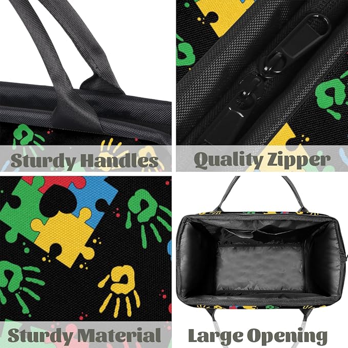 Sports Duffel Bags for Kids - Carry On Travel Gym Bag Waterproof Workout Shoulder Tote for Boys Girls Weekender Overnight Duffel for Swim Dance Camp(Autism Awareness Puzzle)