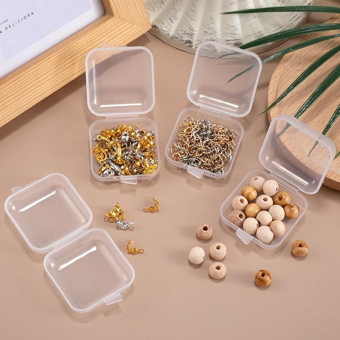 12pcs Clear Plastic Ear Plug Cases, 1.8cm Thicken Mini Jewelry Storage Cases, Small Portable Square Storage Box Organizer for Storing Bead Jewelry Necklace Bracelet