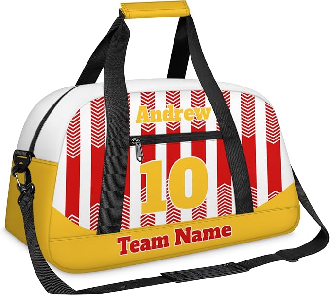 Basketball Soccer Gifts for Boys Girls - Custom Sports Duffle Bag, Personalized Name & Team Bag, Water-Resistant Gym Bag for Basketball, Soccer, Volleyball | Y-Red Yellow