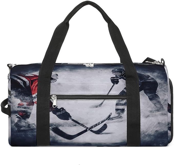 Oxford Cloth Ice Hockey Art Gym Bag,Duffle Bag with Shoes Compartment And Adjustable Shoulder Straps，Weekender Bags for Men Women.