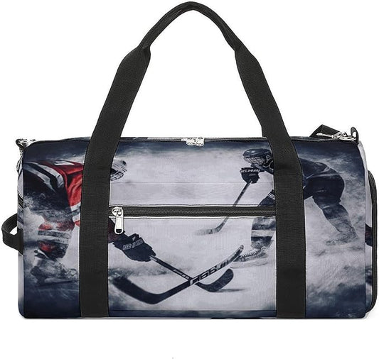 Oxford Cloth Ice Hockey Art Gym Bag,Duffle Bag with Shoes Compartment And Adjustable Shoulder Straps，Weekender Bags for Men Women.
