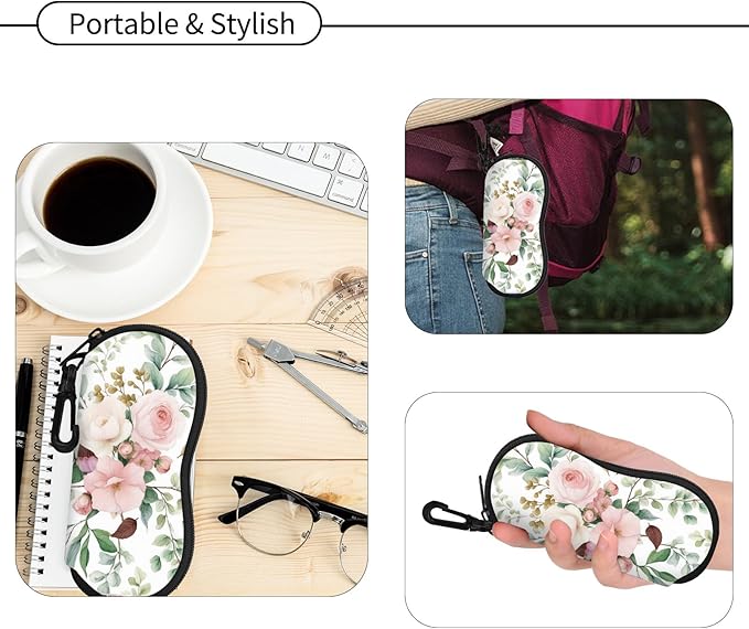 Hion Sunglasses Soft Case Ultra Light Neoprene Zipper Eyeglass Case With Belt Clip