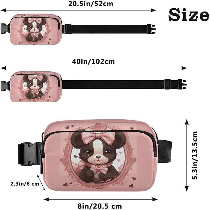 Valentine Panda Bear Pink Bows Fanny Pack for Women Men Water Resistant Fashion Waist Packs with Adjustable Strap Belt Bag for Travel Workout Jogging Hiking 21217804